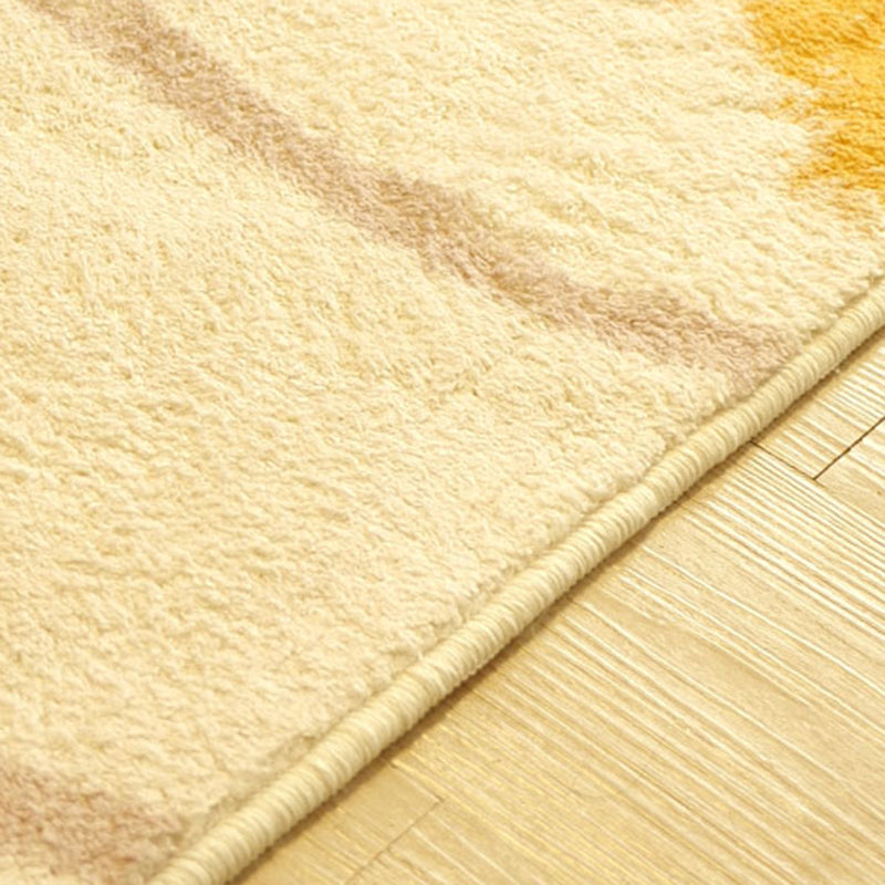 White Tone Nordic Area Carpet Polyester Color Block Rug Anti-Slip Backing Carpet for Living Room