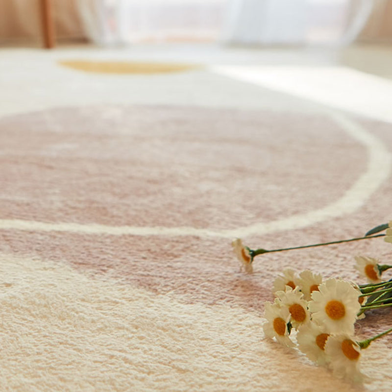 White Tone Nordic Area Carpet Polyester Color Block Rug Anti-Slip Backing Carpet for Living Room