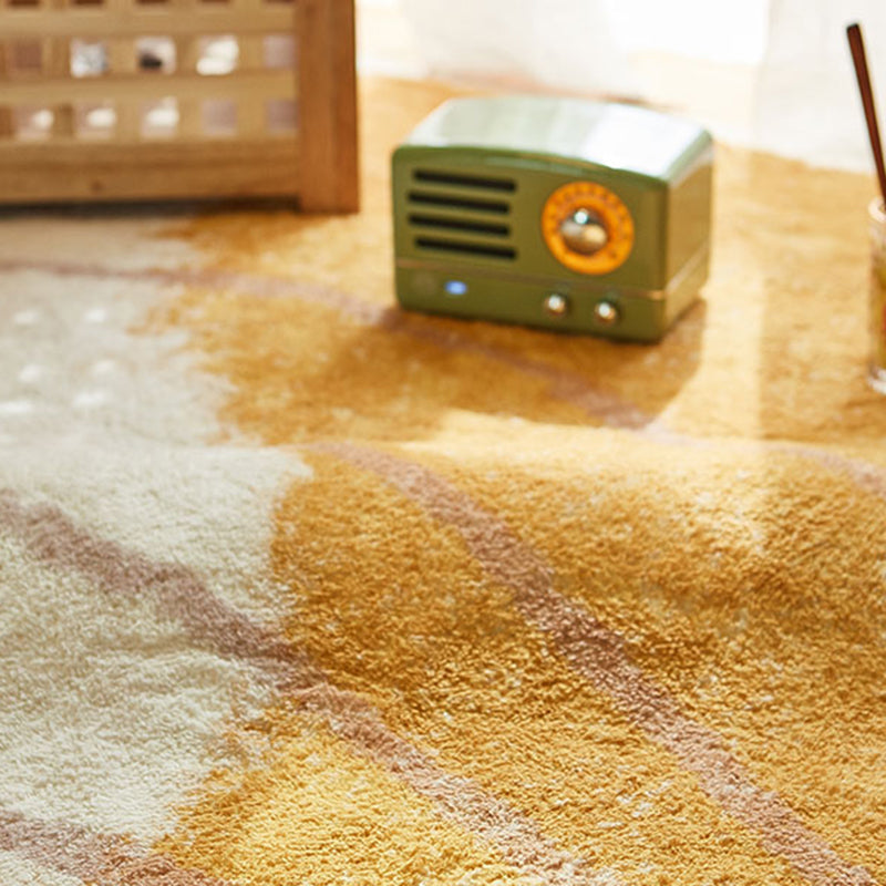 Tono bianco semplice area tappeto poliestere in poliestere astratto tappeto a blocchi di tappeto lavabile per decorazione per la casa