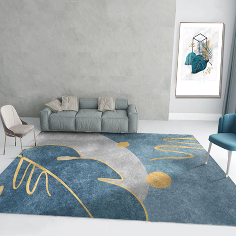 Multicolor Modern Area Carpet Polyester Abstract Print Indoor Rug Easy Care Carpet for Living Room