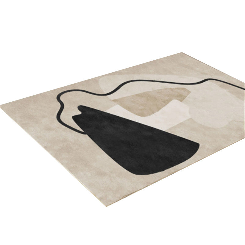 Apricot Tone Casual Rug Polyester Carpet Abstract Lines Indoor Rug Non-Slip Backing for Living Room