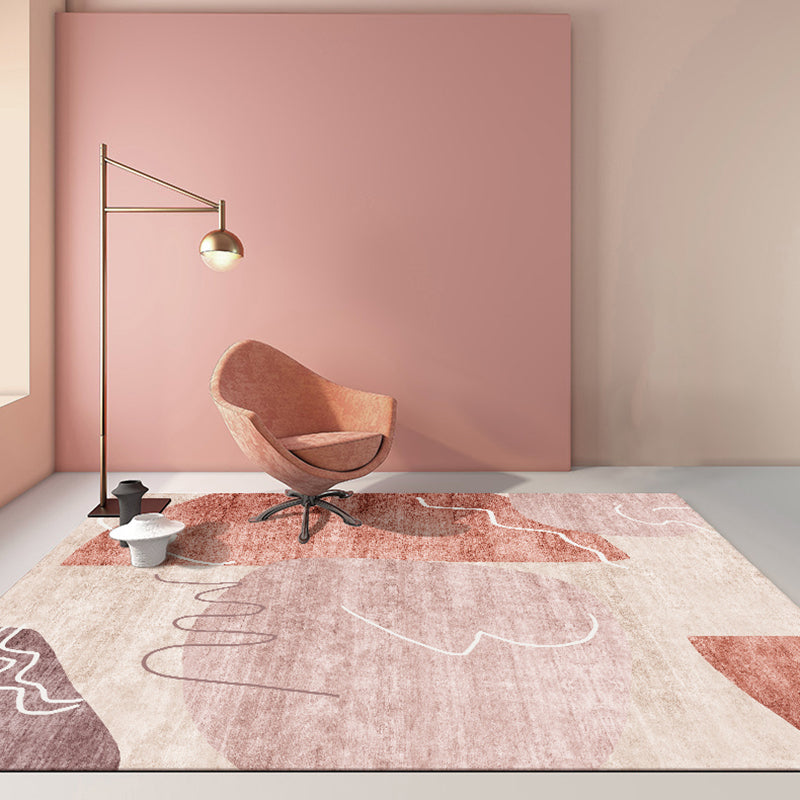 Light Color Nordic Indoor Rug Polyester Abstract  Color Block Carpet Easy Care Rug for Home Decor