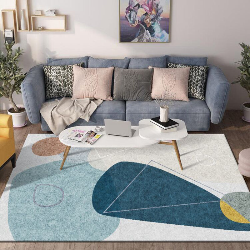 Light Color Nordic Indoor Rug Polyester Abstract  Color Block Carpet Easy Care Rug for Home Decor