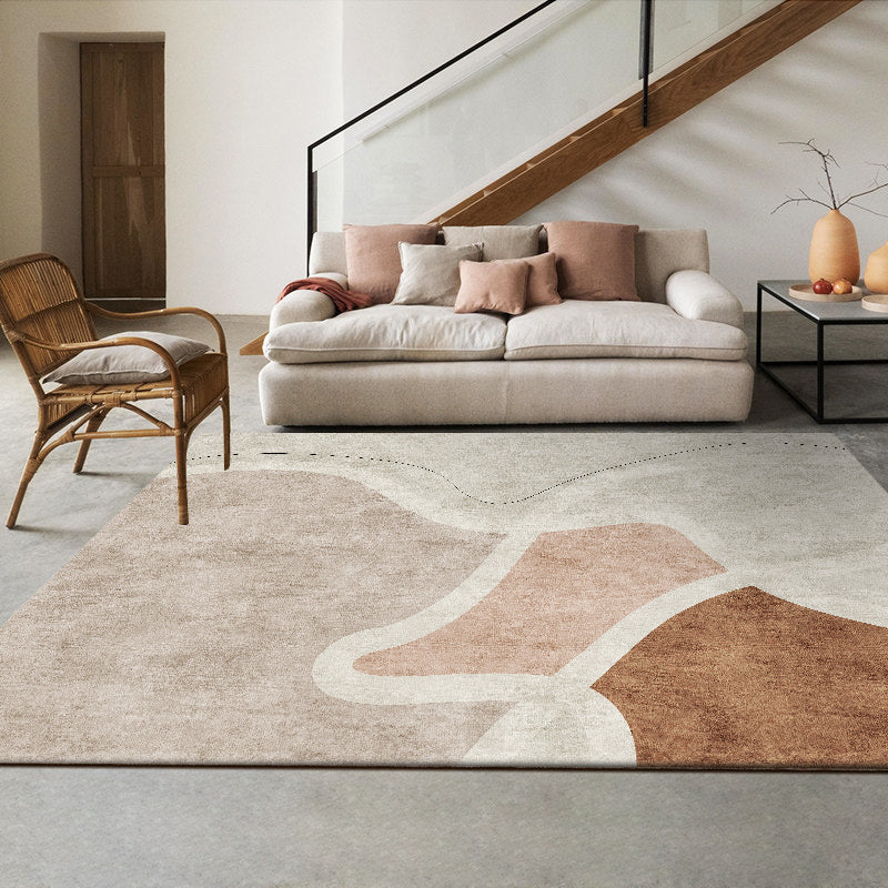 Color Mixed Modern Indoor Rug Polyester Color Block Carpet Non-Slip Backing Rug for Home Decoration