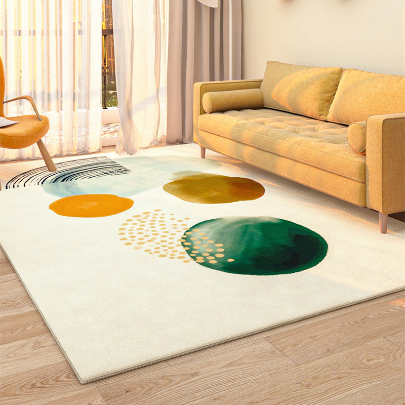 White Tone Home Decor Carpet Simple Abstract Pattern Area Rug Polyester with Non-Slip Backing Rug