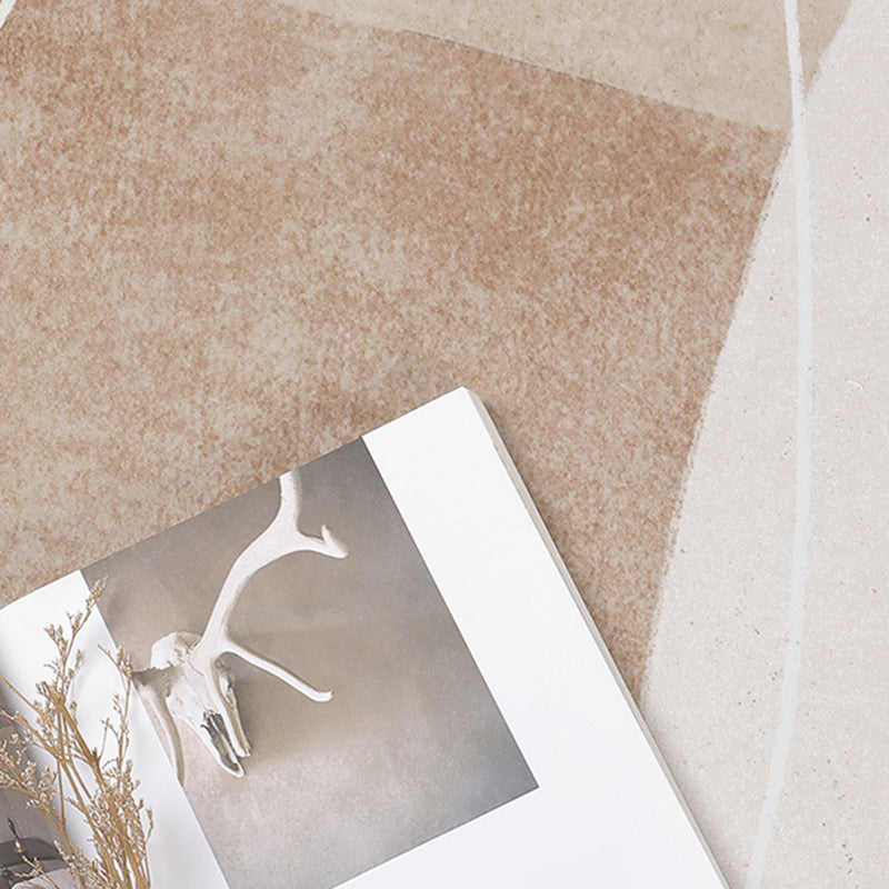 Brown Tone Home Decor Carpet Simplicity Abstract Color Block Area Rug Polyester with Easy Care Rug