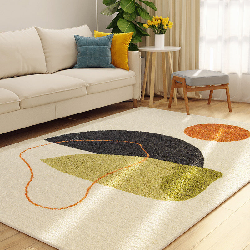 White Tone Home Decoration Carpet Minimalist Color Block Area Rug Polyester with Stain Resistant Rug