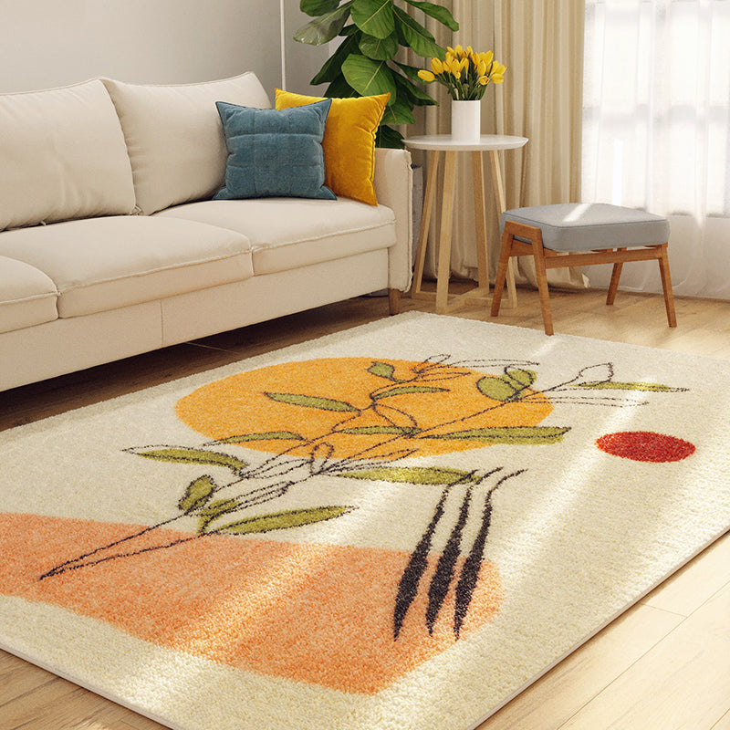 White Tone Home Decoration Carpet Minimalist Color Block Area Rug Polyester with Stain Resistant Rug