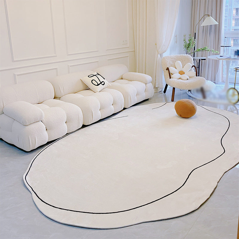 Chic White Area Teppich Polyester Leitungsmuster Fläche Teppich waschbarer Pflege Teppich für Wohnzimmer