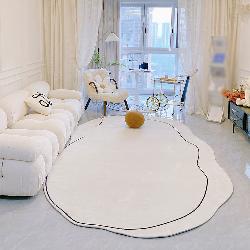 Chic White Area Teppich Polyester Leitungsmuster Fläche Teppich waschbarer Pflege Teppich für Wohnzimmer
