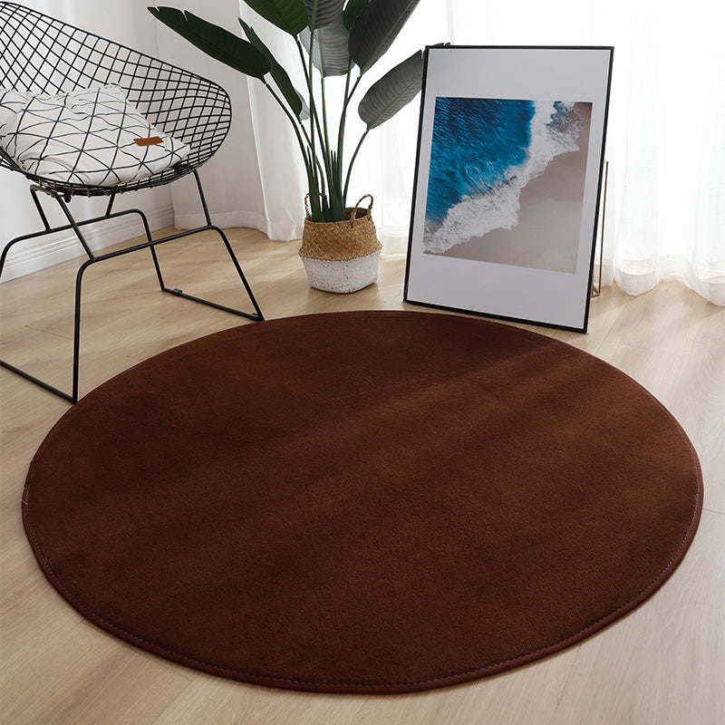 Grey Living Room Area Rug Polyester Solid Color Area Carpet Non-Slip Backing Rug