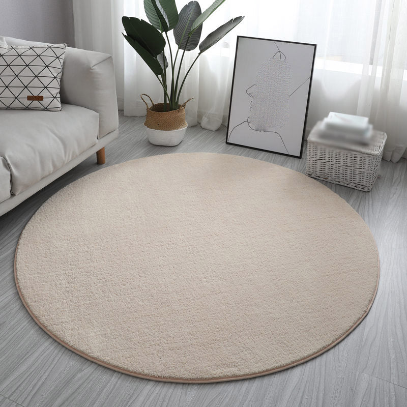 Grey Pure Color Area Rug Polyester Area Carpet Non-Slip Backing Rug for Home Decor