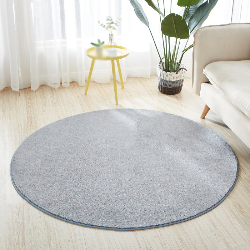 Grey Pure Color Area Rug Polyester Area Carpet Non-Slip Backing Rug for Home Decor