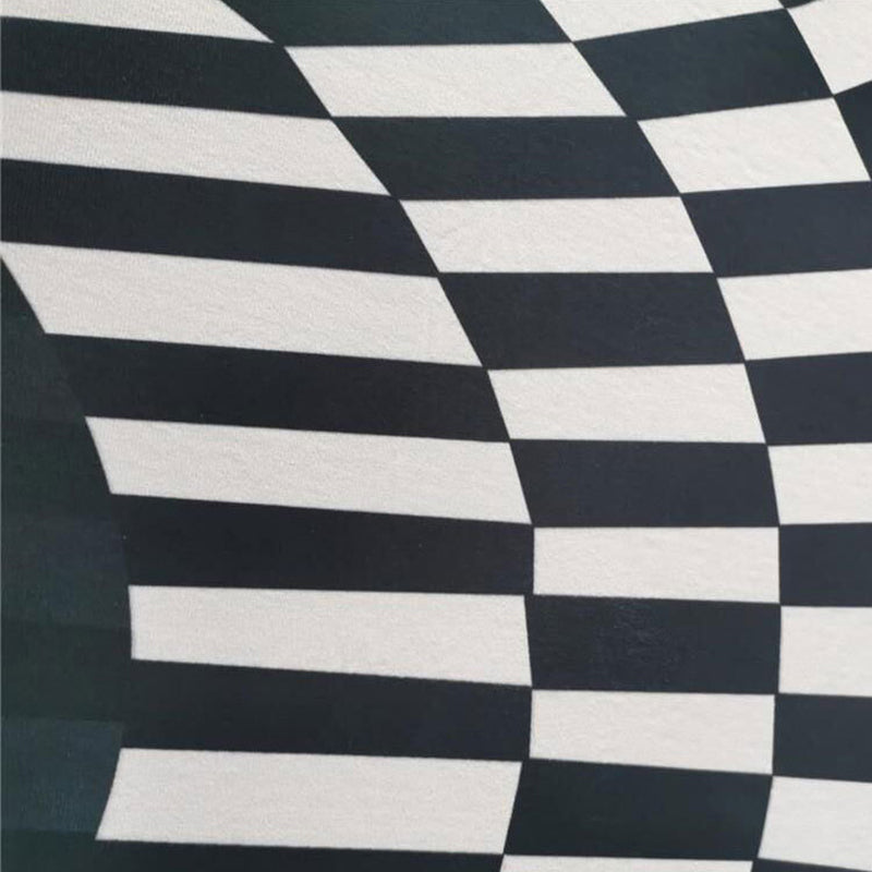 Black and White 3D Print Carpet Polyester Simple Indoor Carpet Anti-Split Indoor Rug for Living Room