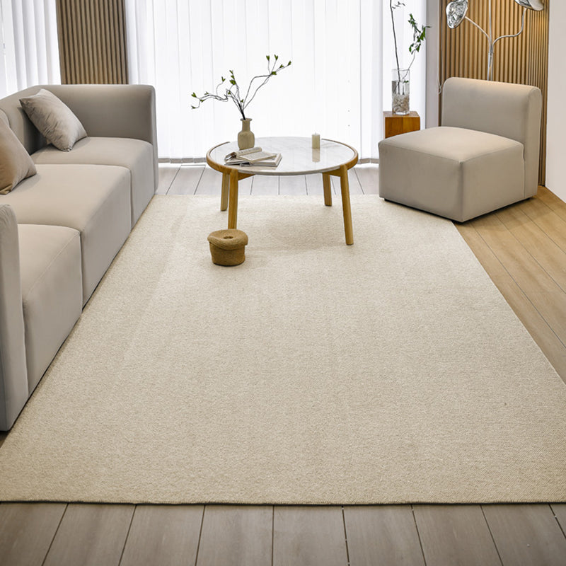 Contemporary Indoor Room Carpet Beige Solid Color Area Carpet Polyester Washable Indoor Carpet