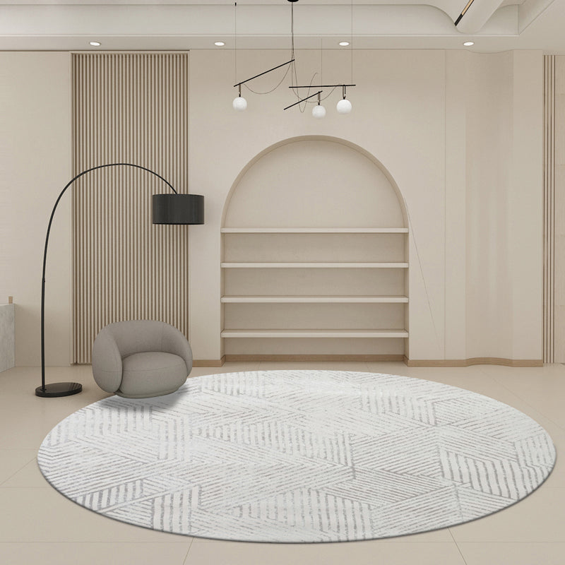 Gray Living Room Carpet Casual Solid Color Area Carpet Polyester Washable Indoor Rug