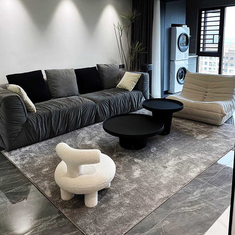 Milk White Living Room Area Carpet Modern Pure Color Carpet Area Polyester Washable Rug