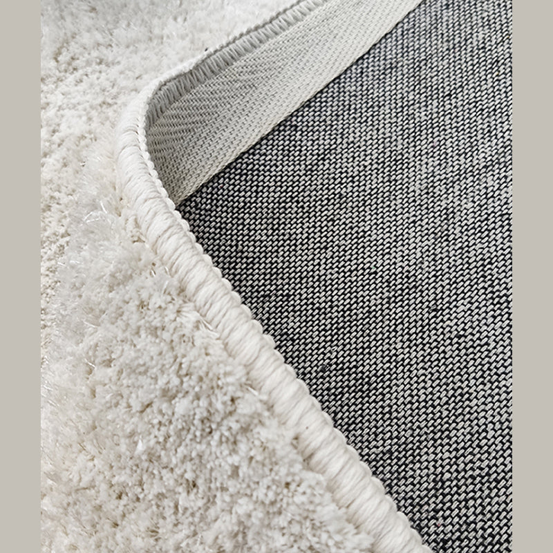Milk White Living Room Area Carpet Modern Pure Color Carpet Area Polyester Washable Rug