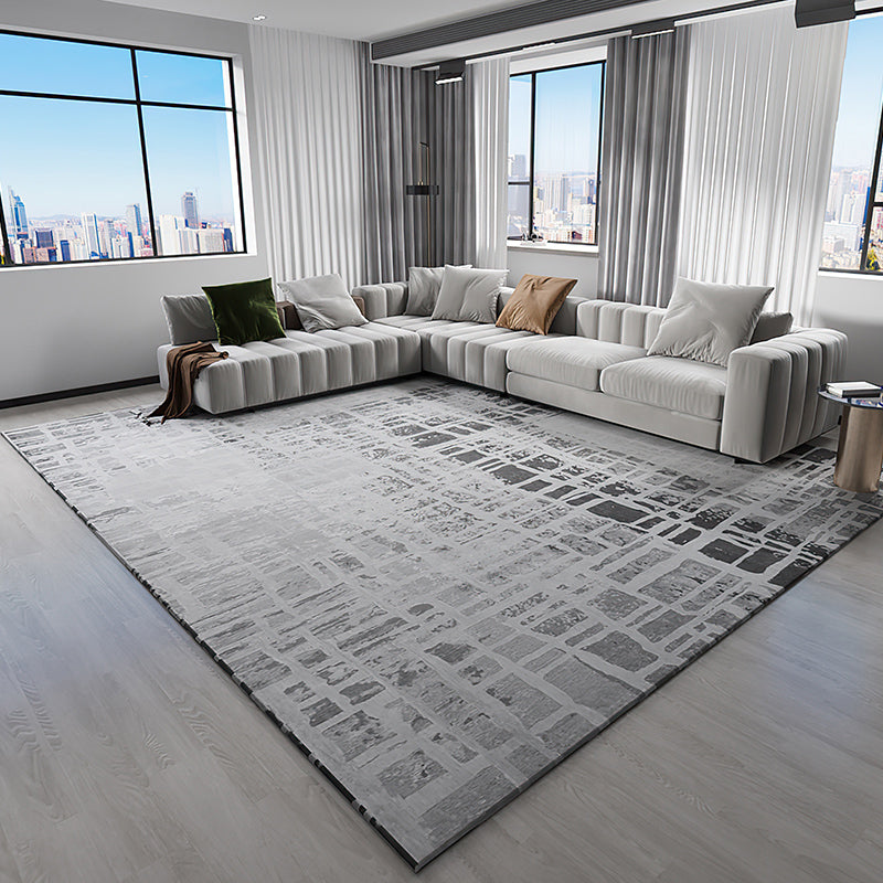 Gray Simplicity Indoor Carpet Polyester Solid Color Carpet Washable Rug for Home Decoration