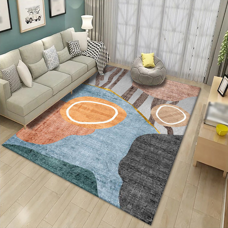 Nordic Area Carpet Contrast Panel Indoor Rug Polyester Living Room Carpet with Non-Slip Backing