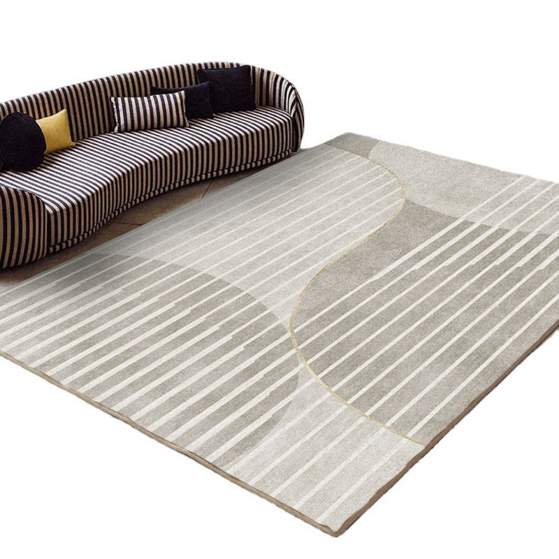 Simplicity Lines Pattern Area Rug Polyester Carpet Non-Slip Backing Indoor Carpet for Living Room
