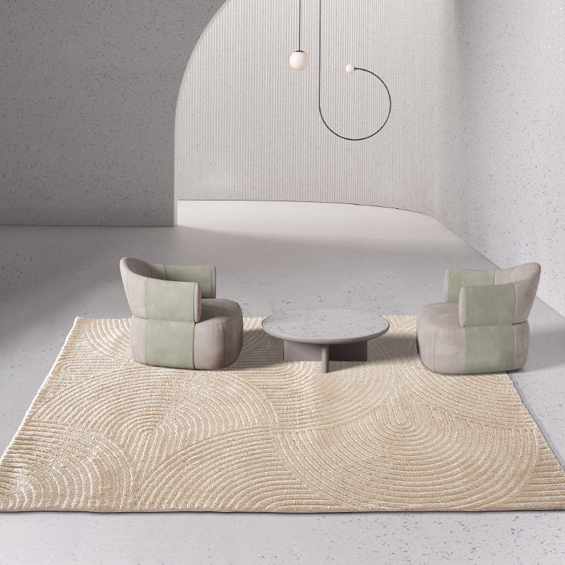 Khaki Pure Color Carpet Polyester Contemporary Area Rug Washable Rug for Living Room