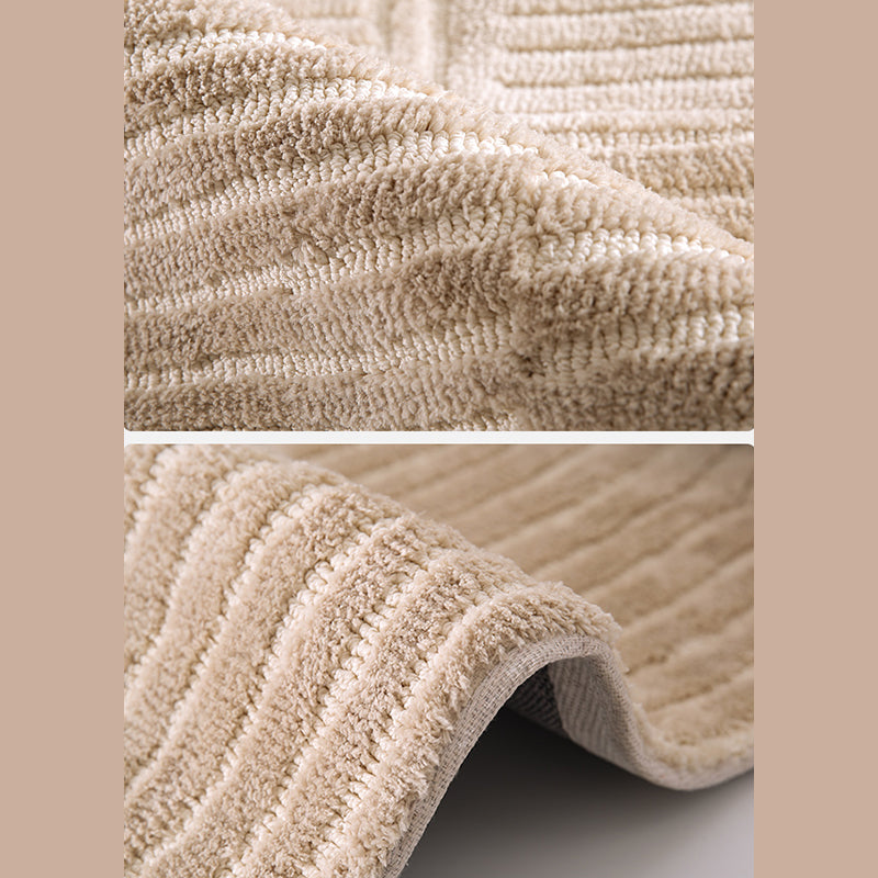 Khaki Pure Color Carpet Polyester Contemporary Area Rug Washable Rug for Living Room