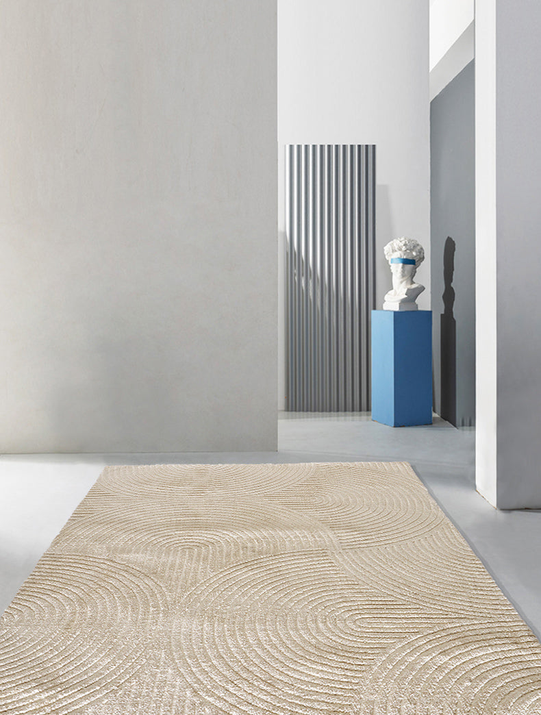 Khaki Pure Color Carpet Polyester Contemporary Area Rug Washable Rug for Living Room