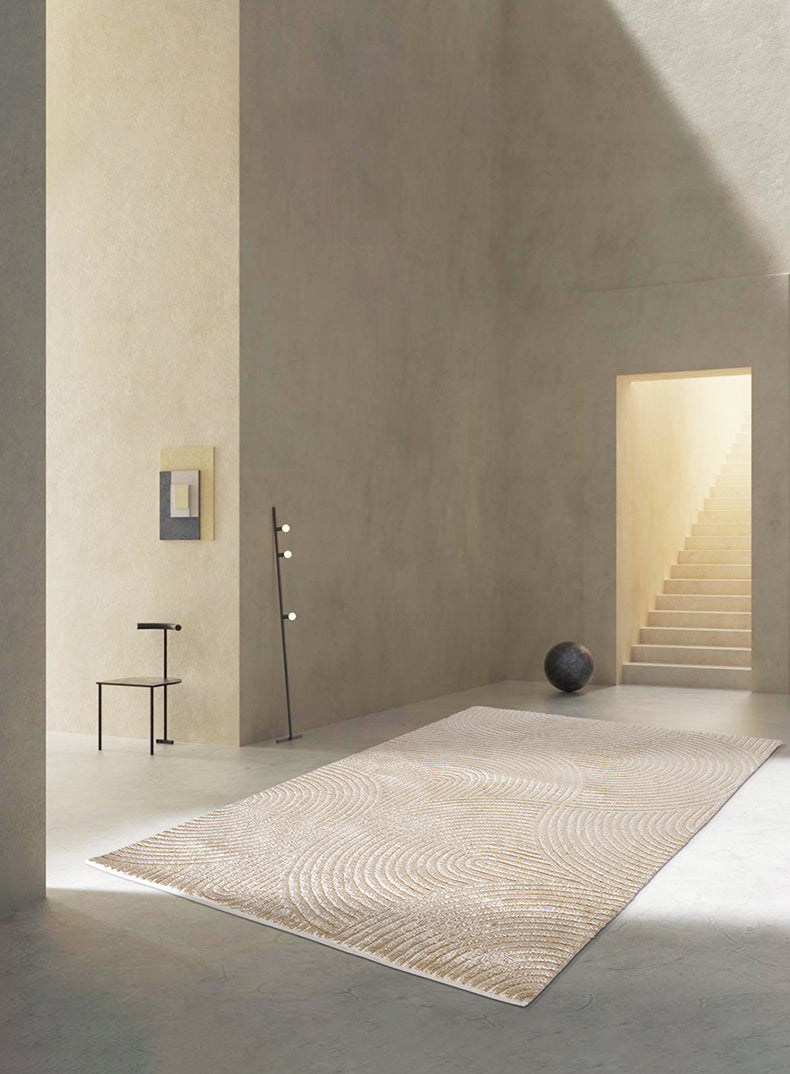 Khaki Pure Color Carpet Polyester Contemporary Area Rug Washable Rug for Living Room