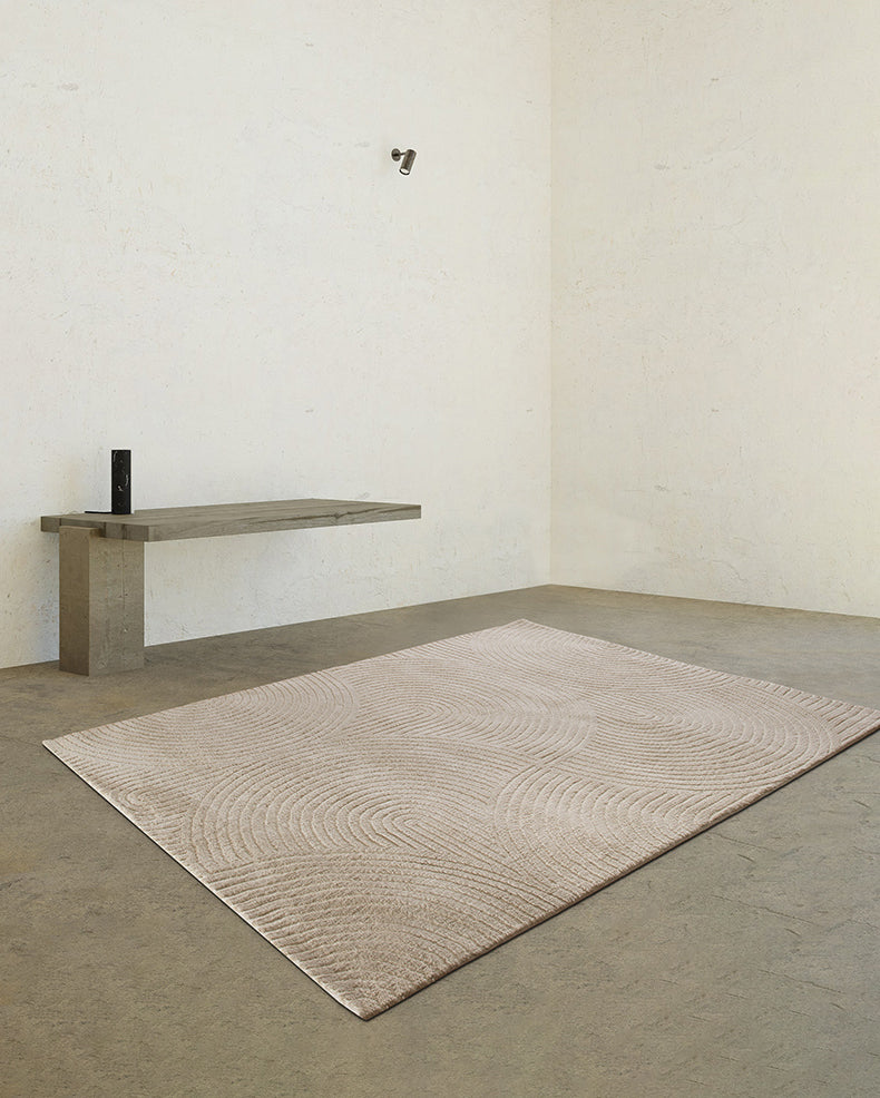 Khaki Pure Color Carpet Polyester Contemporary Area Rug Washable Rug for Living Room