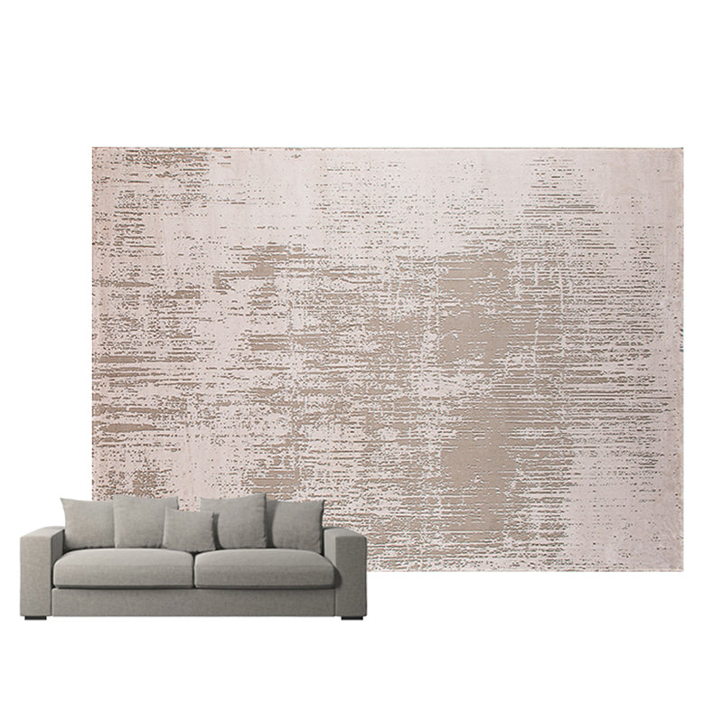 Simple Apricot Modern Rug Polyester Solid Color Area Rug Non-Slip Rug for Living Room