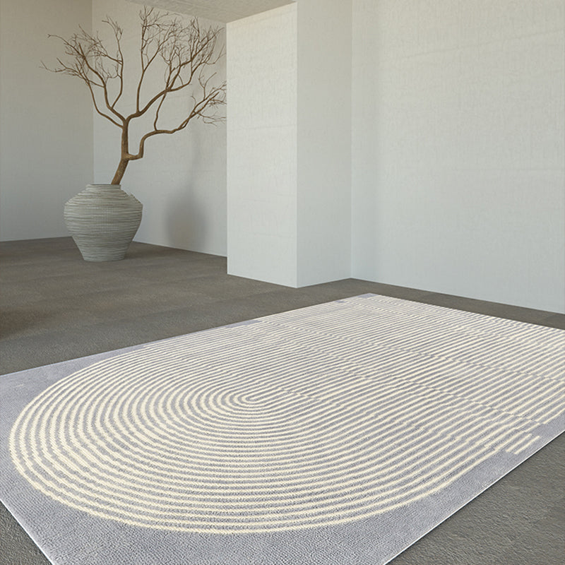 Stylish Grey Modern Rug Polyester Stripe Pattern Area Carpet Non-Slip Backing Rug for Home Decor