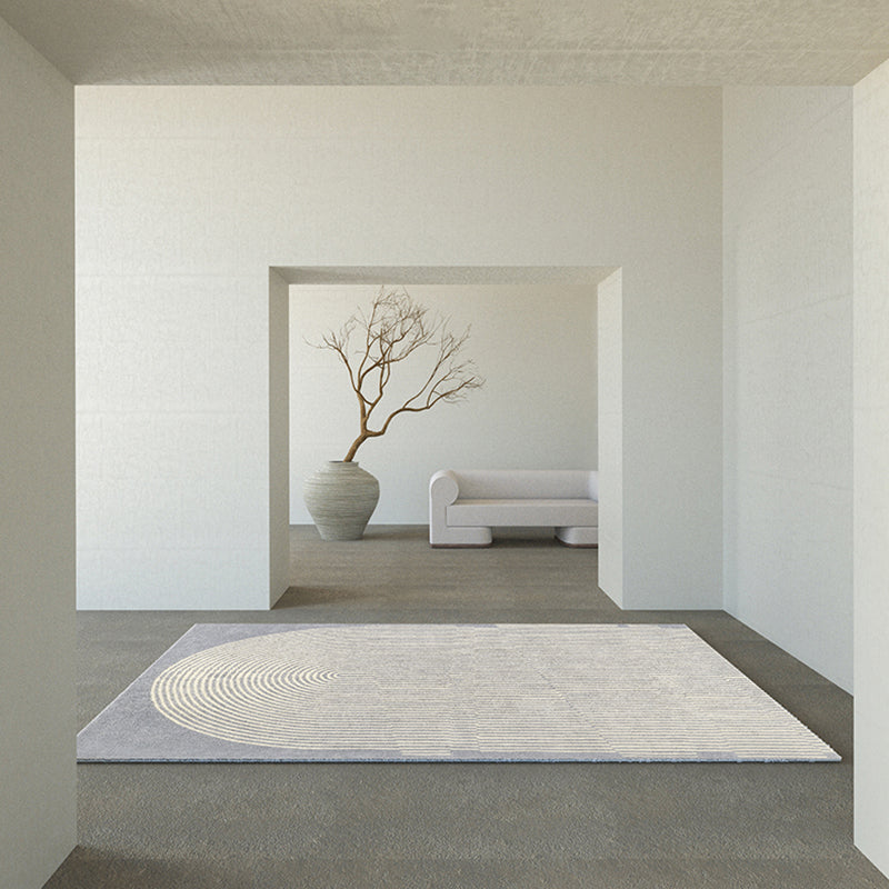 Stylish Grey Modern Rug Polyester Stripe Pattern Area Carpet Non-Slip Backing Rug for Home Decor