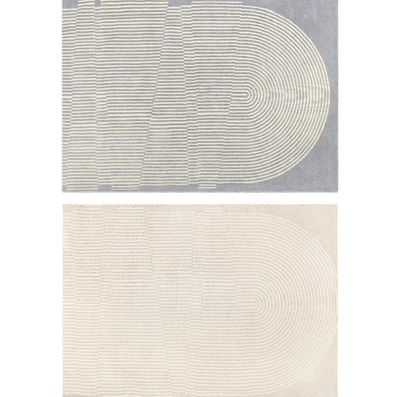 Stylish Grey Modern Rug Polyester Stripe Pattern Area Carpet Non-Slip Backing Rug for Home Decor