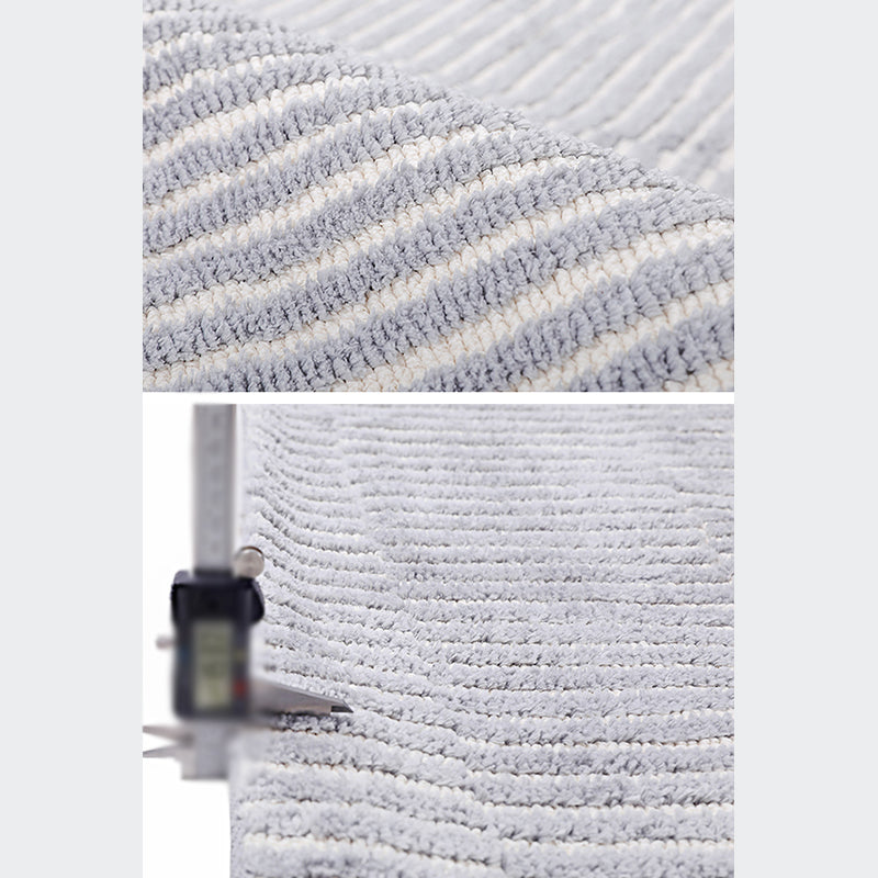 Stylish Grey Modern Rug Polyester Stripe Pattern Area Carpet Non-Slip Backing Rug for Home Decor