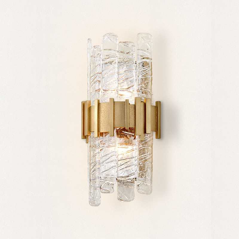 Half-Cylinder Wall Lighting Modernism Textured Glass 1 bulb Gold Sconce Light Fixture