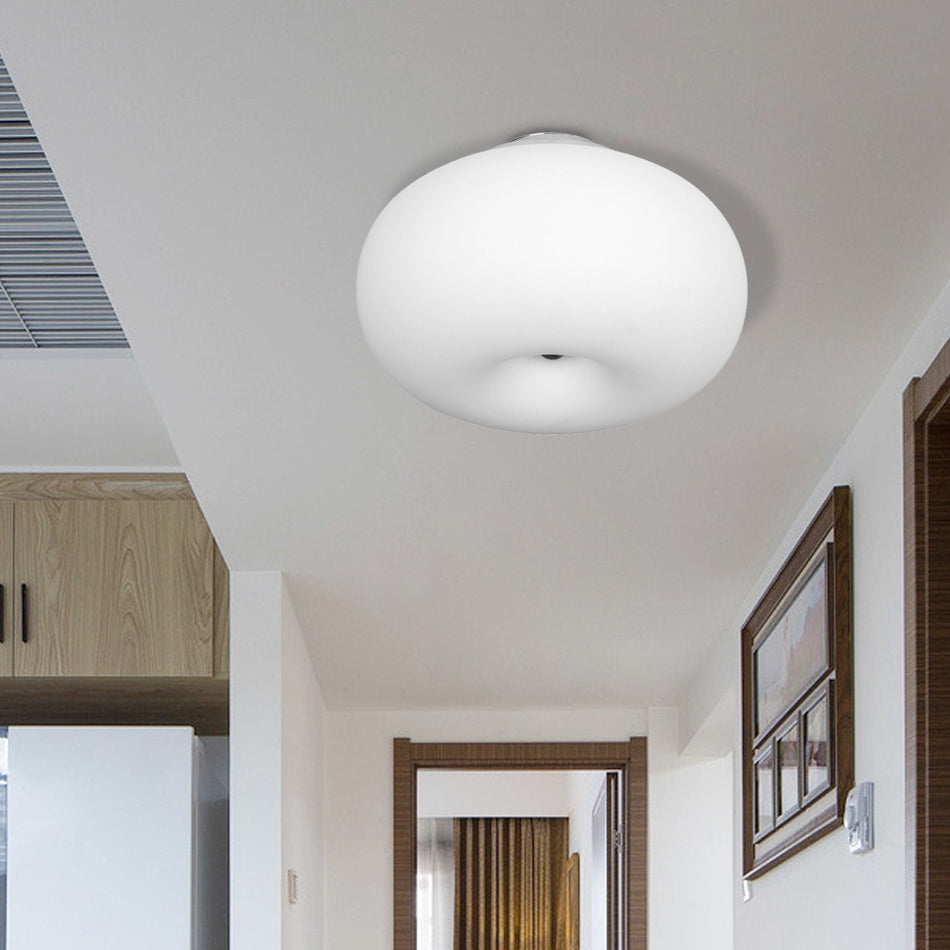 11"/15"/18" Wide Oblong Ceiling Flush Mount Light Modernist 1 Head White Flush Mount Lamp with Glass Lampshade for Balcony