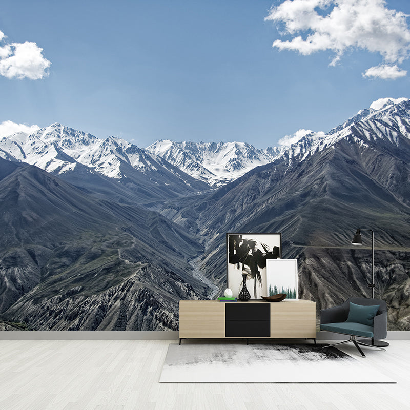 Mountain Range View Mural Wallpaper Stain-Proof Indoor Wall Art, Made to Measure