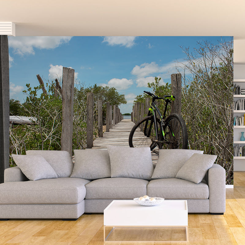 Bike Mural Wallpaper Home Decor Unique Design for Man Boy Room, Custom Size Available