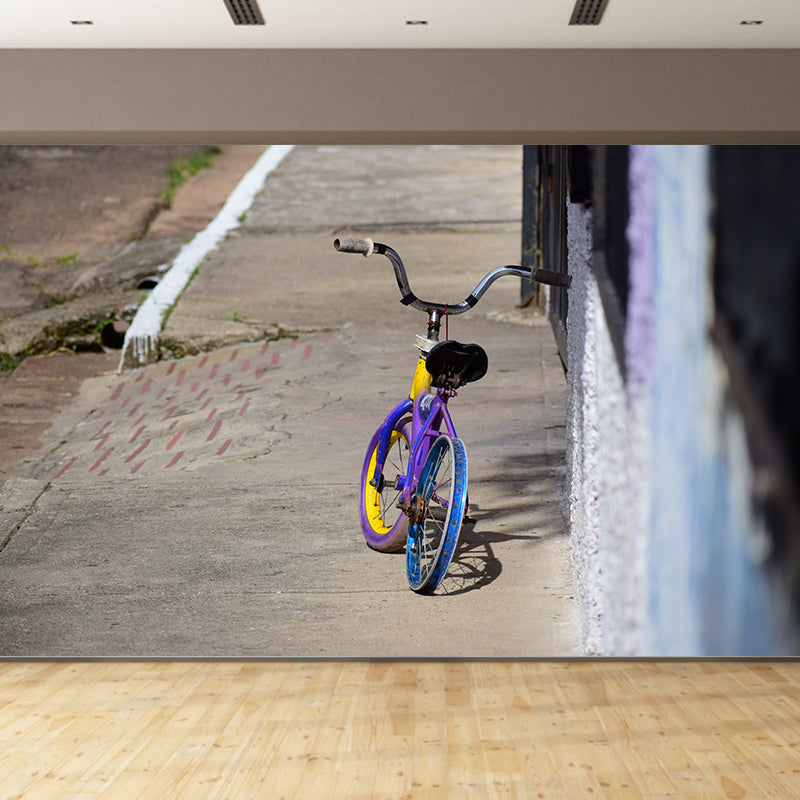 Bicycle Mural Wallpaper Stain-Resistant Bedroom Decorative Wall Covering, Custom-Made