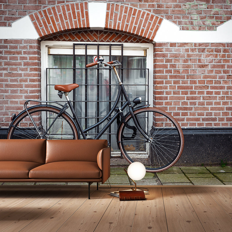 Bicycle Mural Wallpaper Stain-Resistant Bedroom Decorative Wall Covering, Custom-Made