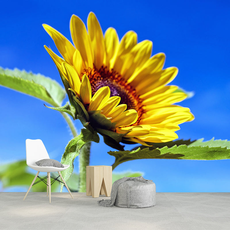 Yellow Blooming Sunflower Mural for Living Room Decoration, Made to Measure