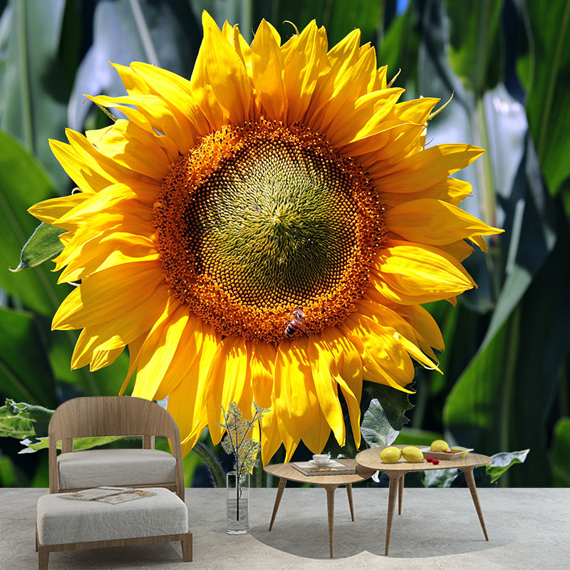 Yellow Blooming Sunflower Mural for Living Room Decoration, Made to Measure