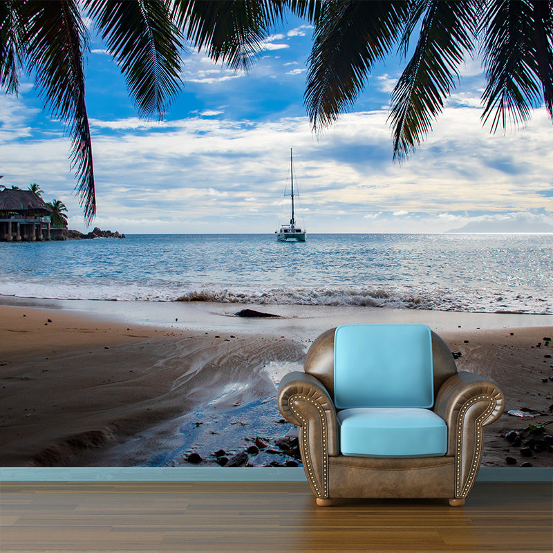 Sea Murals Wallpaper Tropical Stain-Resistant Living Room Wall Decor, Custom Size