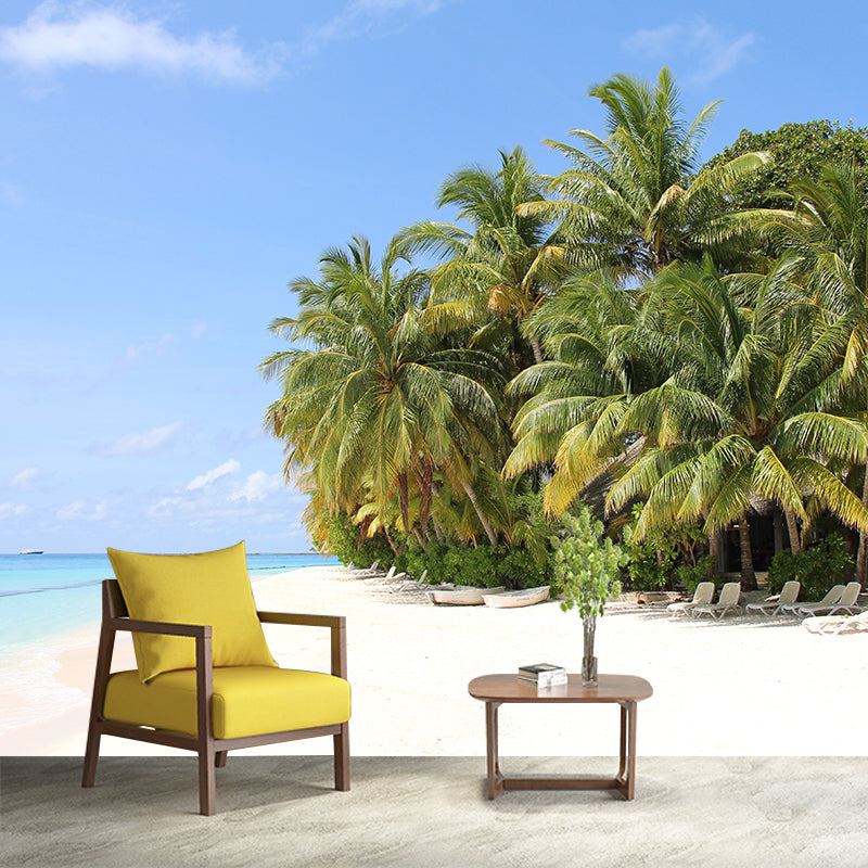 Sea Murals Wallpaper Tropical Stain-Resistant Living Room Wall Decor, Custom Size