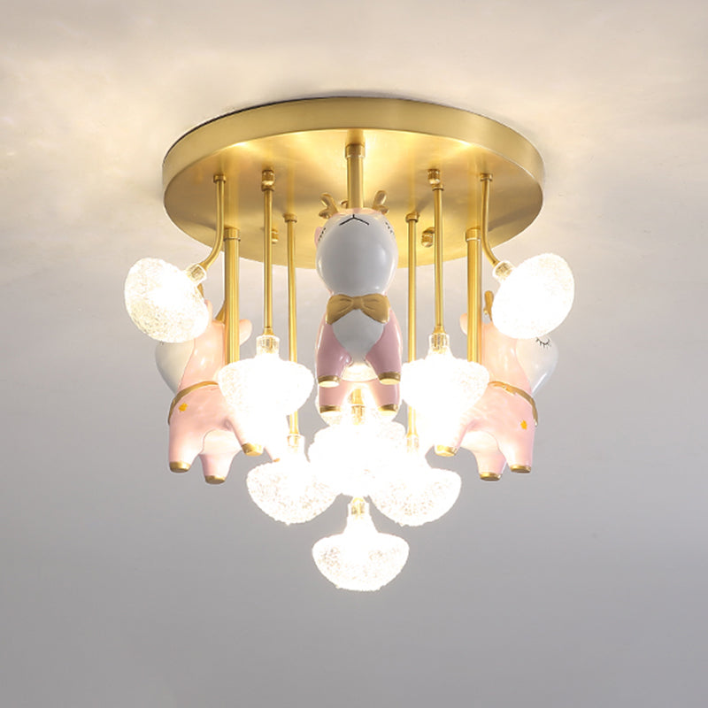 Administración de techo radial de vidrio en estilo para niños Montaje semi descaro de cobre con decoración de resina