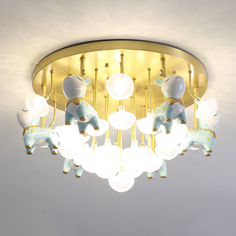 Administración de techo radial de vidrio en estilo para niños Montaje semi descaro de cobre con decoración de resina