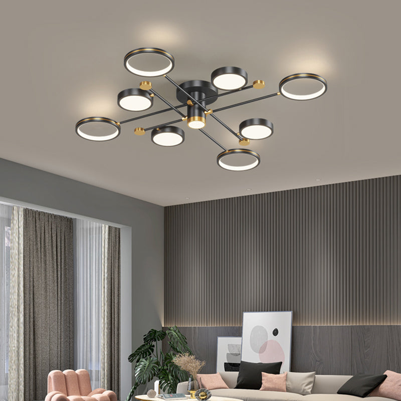 Modern Sputnik Flush Mount Ceiling Light Aluminum Living Room Flush Light