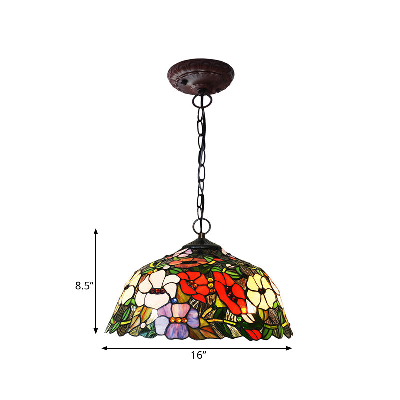 Lampe de lustre de pétale rouge / bleu en verre coupé rouge 2 lumières 2 lumières en bronze pendentif luminaire pour la cuisine