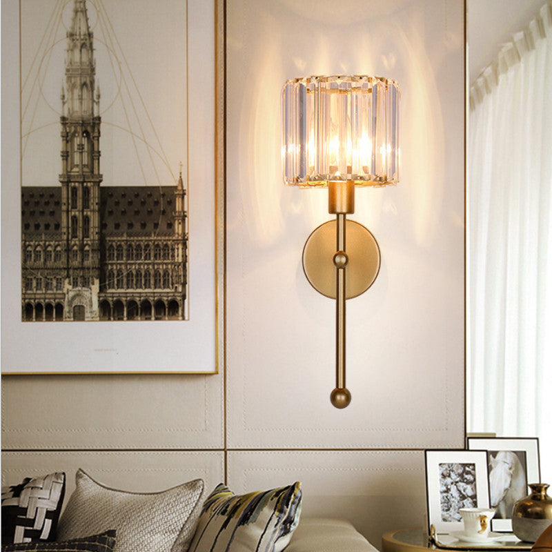 Cilindrische SCONCE-verlichtingsarmaturen Moderne stijl Crystal 1-Licht wandmontage Lamp in zwart en goud